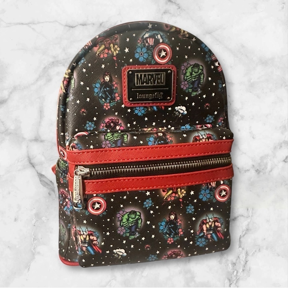 ⭐️NWT⭐️ Loungefly Marvel Avengers Tattoo Womens Double Strap Shoulder Bag Purse